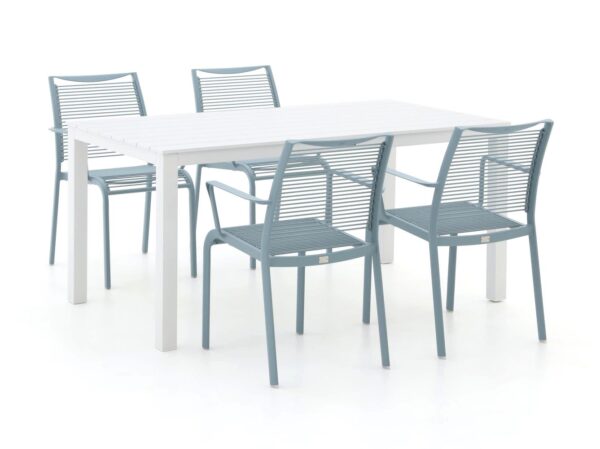 Apple bee hawaii/menzano 160cm dining tuinset 5-delig stapelbaar - laagste prijsgarantie!