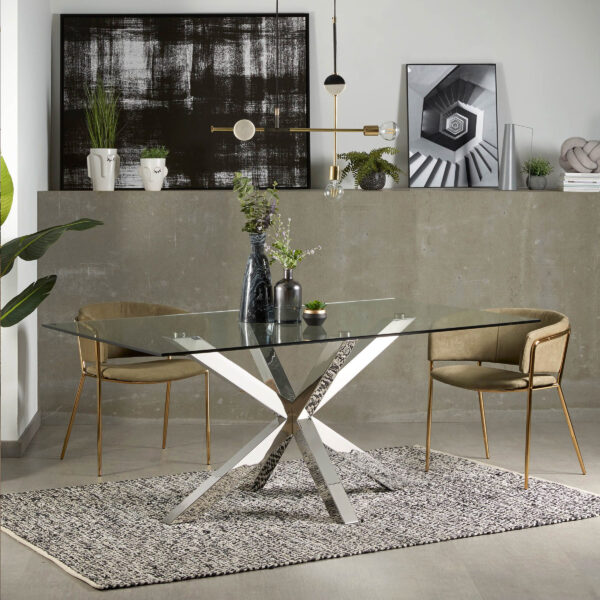 Kave Home Eettafel Argo Chroom/Glas