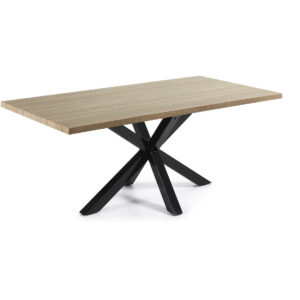Kave Home Eettafel Argo Zwart/Eiken, 200 x 100cm