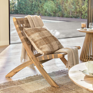 Kave Home Loungestoel Chabeli Acaciahout, kleur Beige