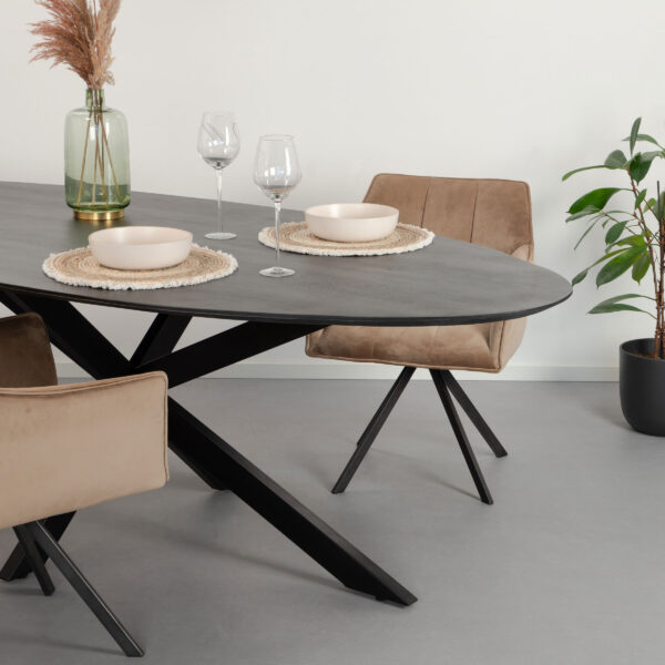 Livingfurn Ovale Eettafel Oslo Mangohout en staal
