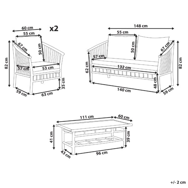 4 x Rugleuning kussen