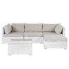 Loungeset Linkerzijde PE rotan Wit Lichtbeige SANO