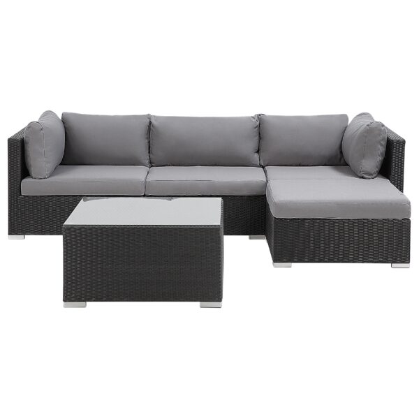 Loungeset Linkerzijde PE rotan Zwart SANO