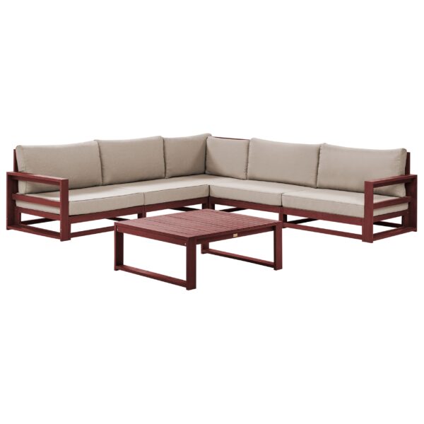 Loungeset Universeel Acaciahout Grijs Donkerrood TIMOR
