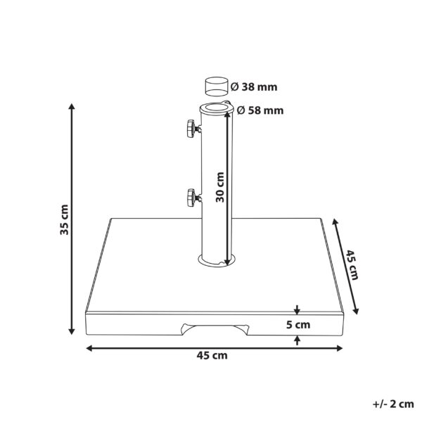 4255664806505 Parasolvoet grijs 45 x 45 cm CEGGIA