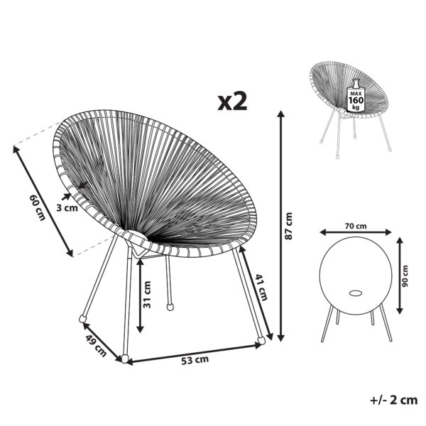 4251682259606 Set van 2 stoelen Donkergrijs ACAPULCO II