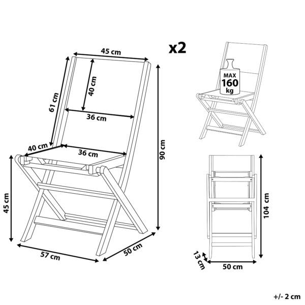4255664829061 Set van 2 stoelen Hout Donkere houtkleur CESANA