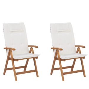Set van 2 stoelen met kussen Hout Gebroken wit JAVA