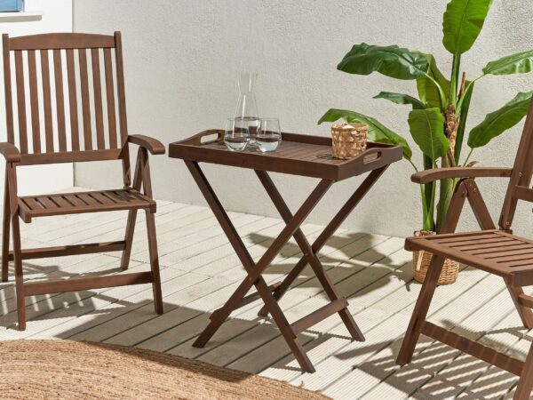 1 x Bijzettafel Donkere houtkleur