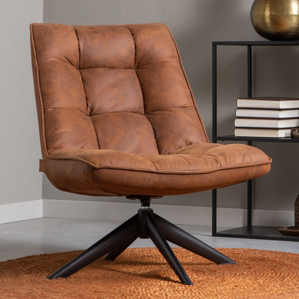 WOOOD Draaifauteuil Jouke PU leder